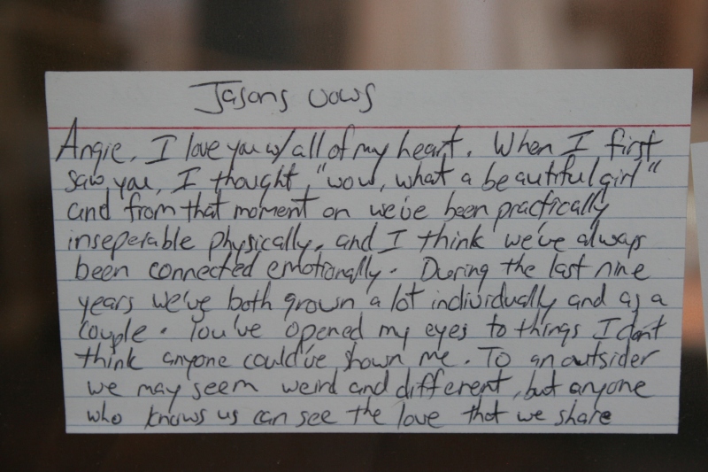 Even handwritten vows are part of the exhibit.