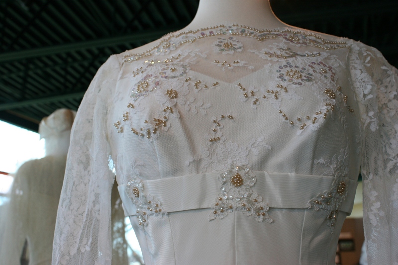 This photo shows the details on a 1950s dress.