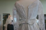 Exhibit, wedding dresses, 81 button back dress close-up