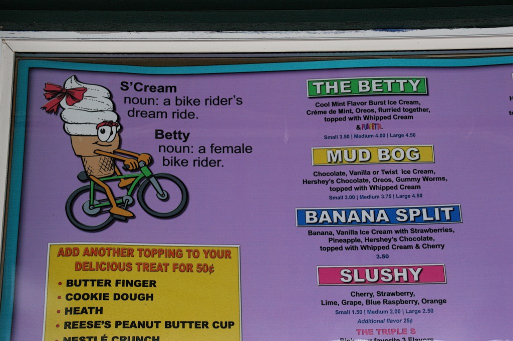 This sign explains The Betty and lists other available treats.
