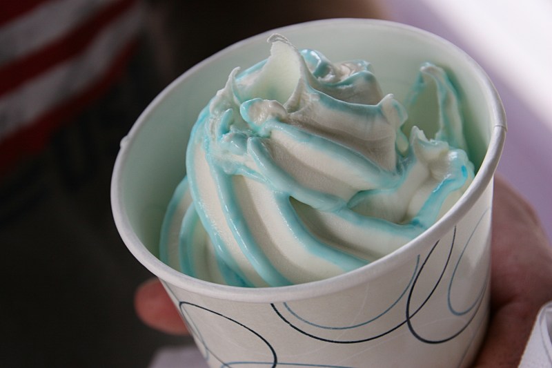 My husband ordered this blue raspberry ice cream treat.