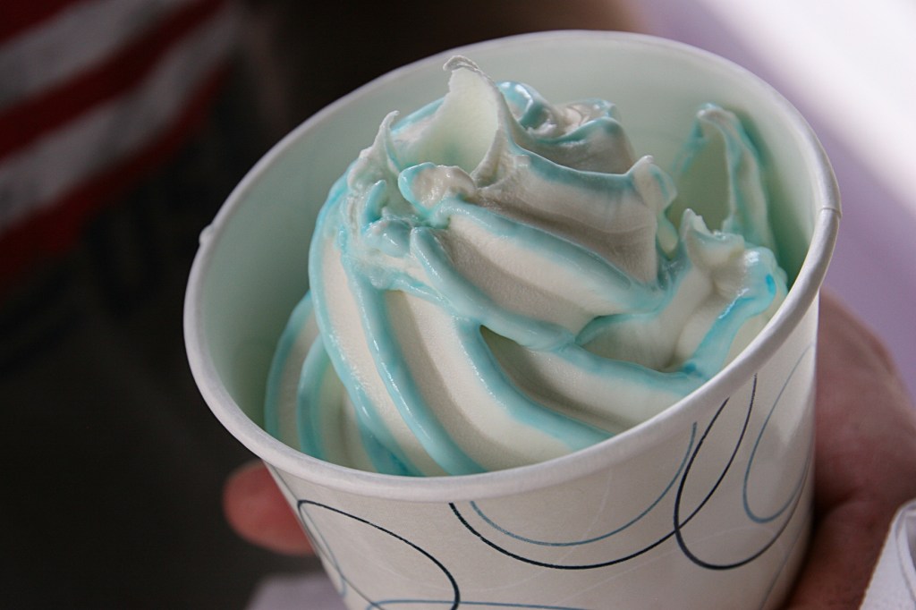 My husband ordered this blue raspberry ice cream treat.