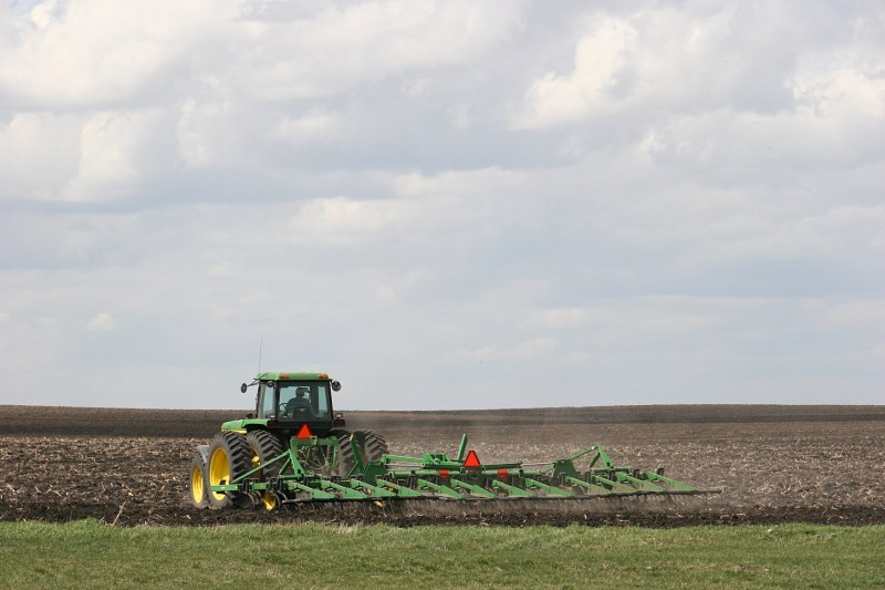 Prepping the soil for planting along 270th Street East in southern Rice County.