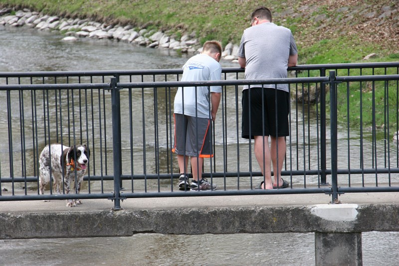 Fishing in Maple Creek, although there were not fish to be seen except minnows.