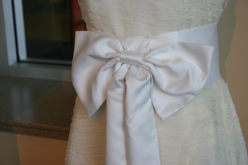 A sash ties in the front of a dress designed by Owatonna native Scott Nylund.