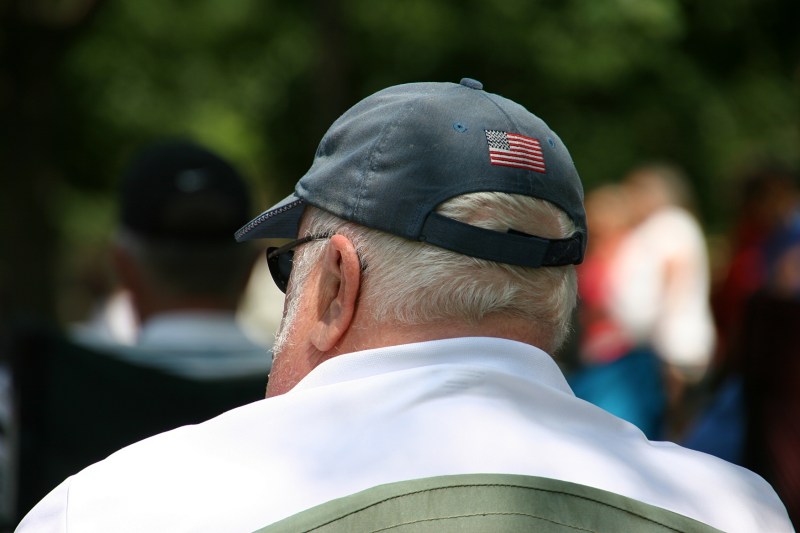 I noticed even the flag on the back of this man's cap.