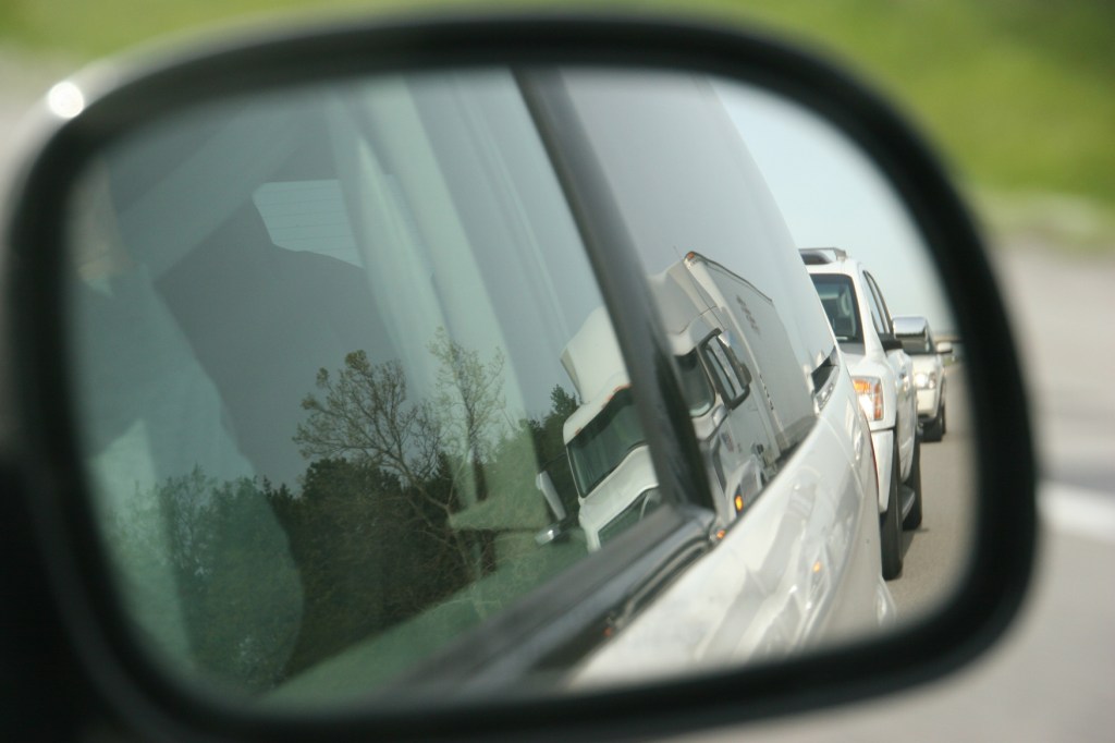 Tailgaters in heavy traffic somewhere along the route.