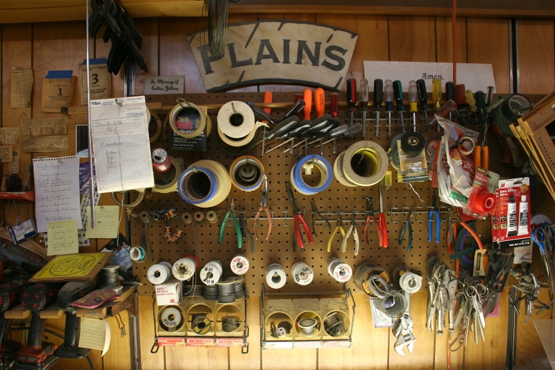Tools of the trade in the workshop.
