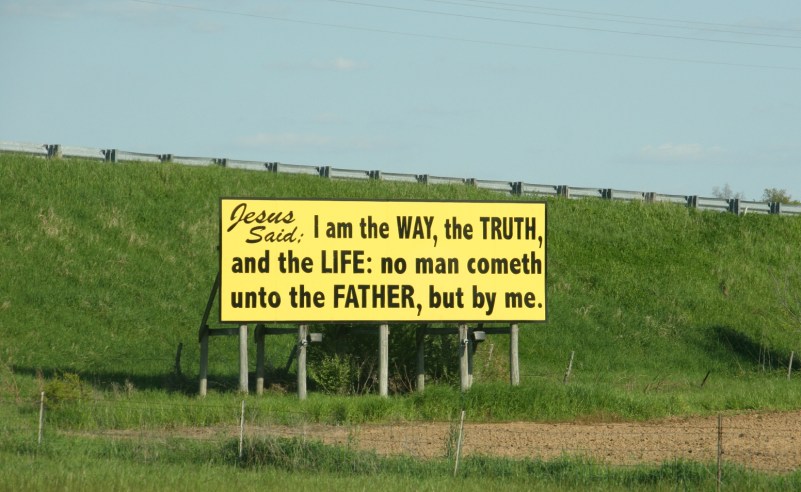 Bible verse on billboard, 1 along I-80 in Indiana