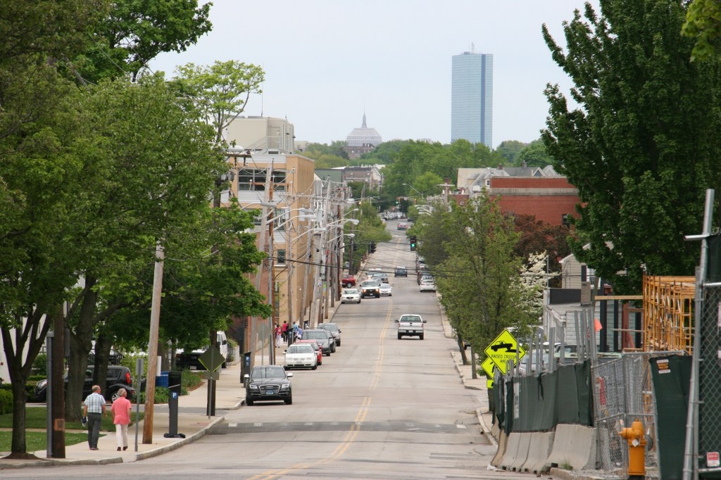 New construction is underway on campus, as seen to the right in this photo. That's the John Hancock building in the distant Boston skyline.