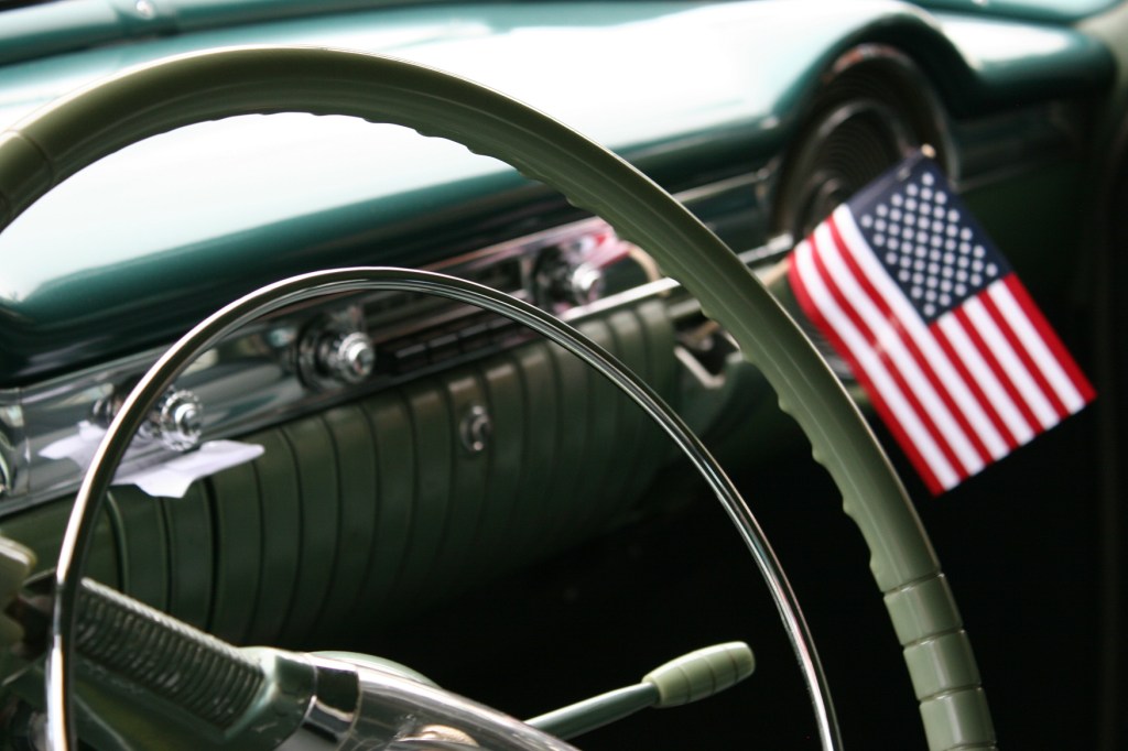 American pride inside a vehicle.