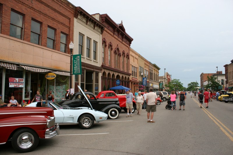 Aged buildings, most restored, define Faribault's Central Avenue.