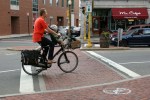 Davis Square, 372 dad & son&nbsp;biking