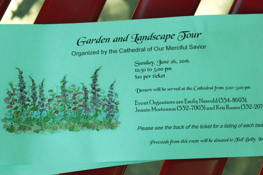 The beautifully-designed tickets, complete with directions to the gardens on the back.