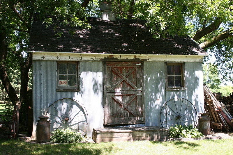 Outbuildings dot the Glendes' rural property.