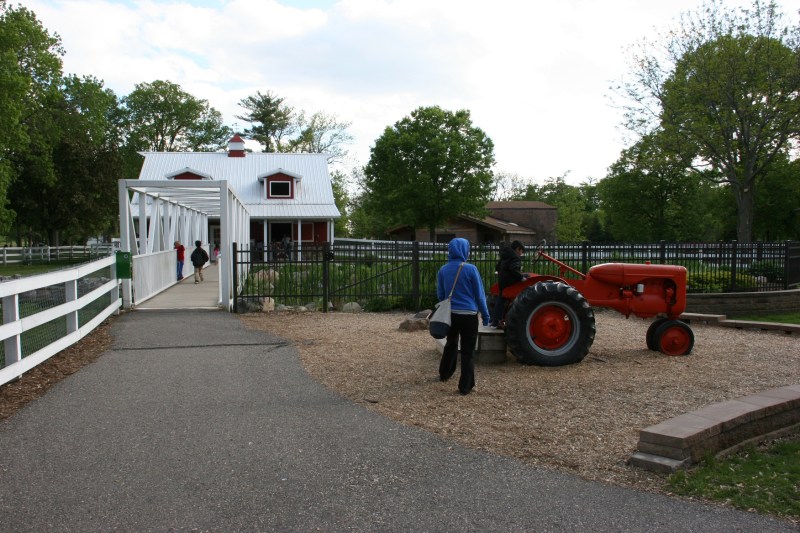 Kids can climb aboard this tractor and another on the adjoining playground.