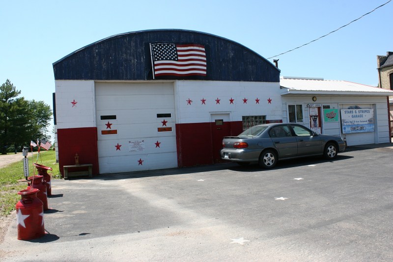 The Stars & Stripes Garage, seven years after I first painted it.