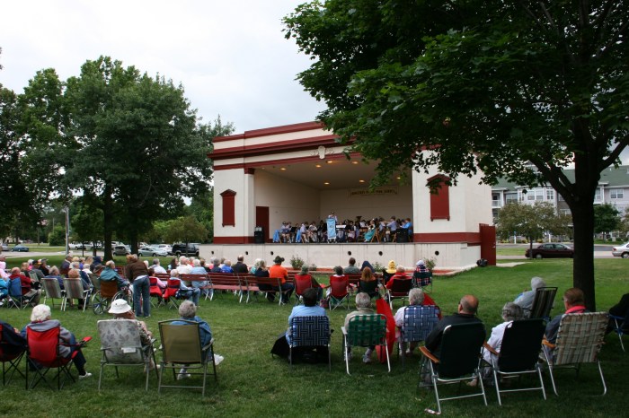The Bavarian Musikmeisters, a 35-member band, perform on July 14 at Faribault's Central Park.