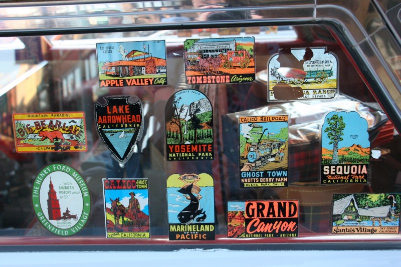 Park stickers grace the window of a 1959 Edsel Village Wagon.