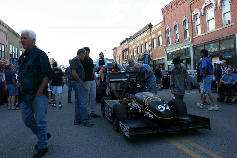 The University of Minnesota Gopher Motorsports team brought their global Formula SAE series race car to cruise night .
