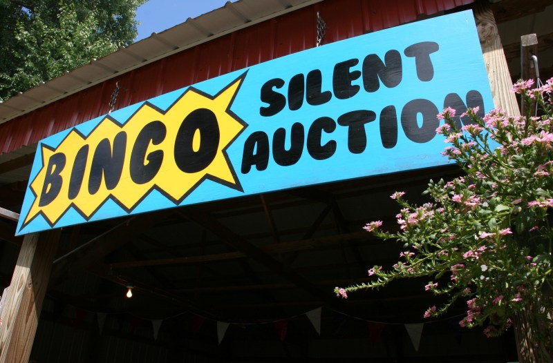 Players packed the bingo hall inside a poleshed style building.