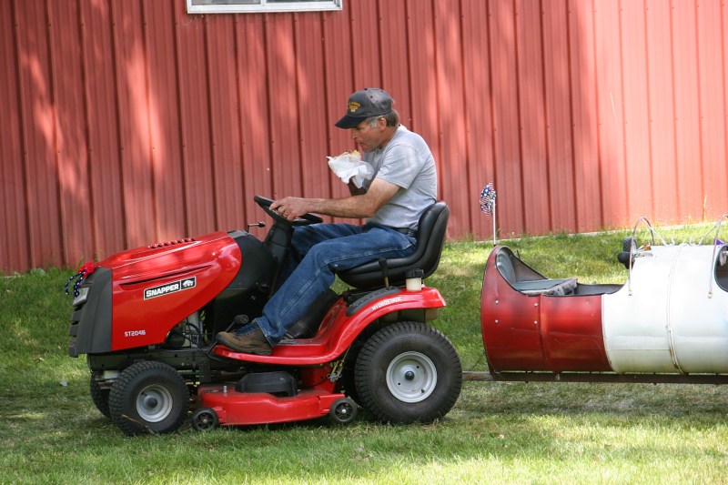 The barrel train engineer was so busy that he had to eat on the job.