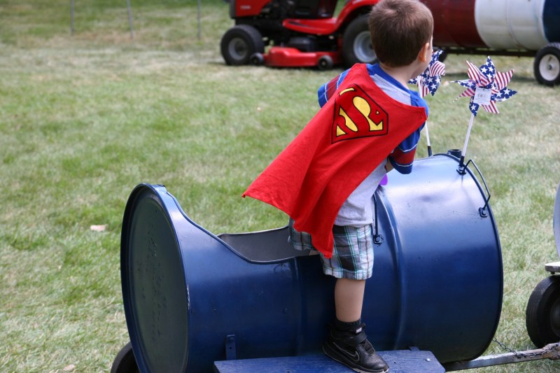 Even Superman rode the barrel train.