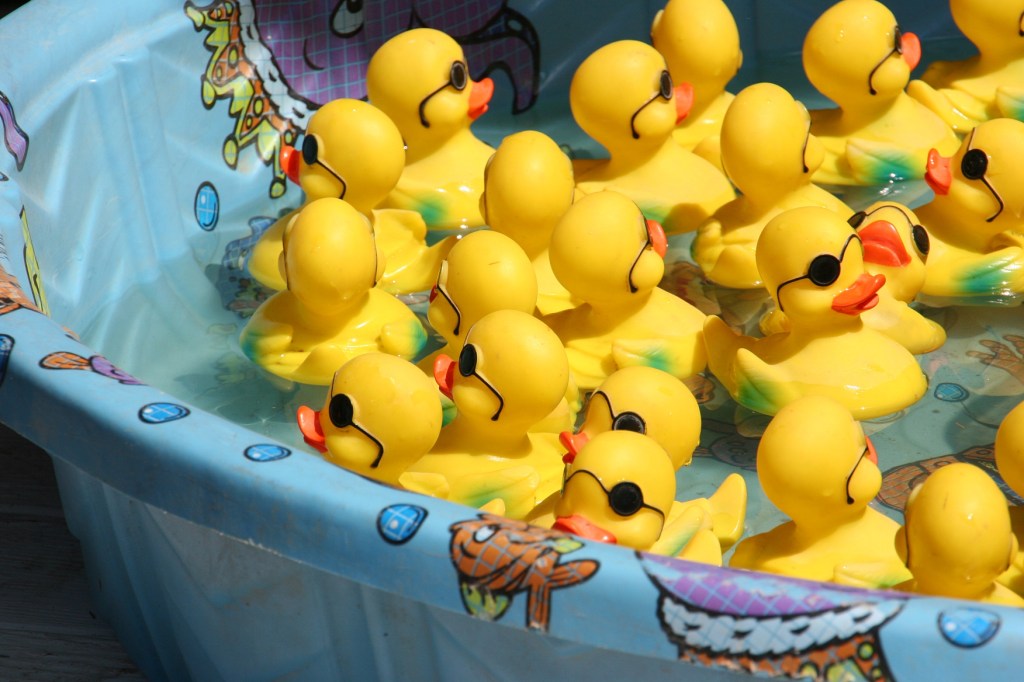 In New York City, boats shot fireworks. In North Morristown, the only body of water was a kids' wading pool holding rubber duckies for a carnival game.