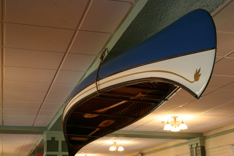 Suspended from the dining room ceiling.