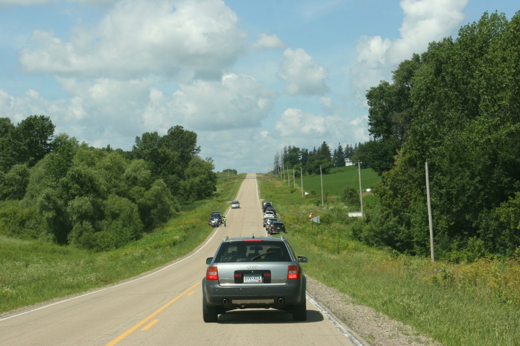 Visitors park along the county road by Simple Harvest Organic Farm for the Eat Local Tour.