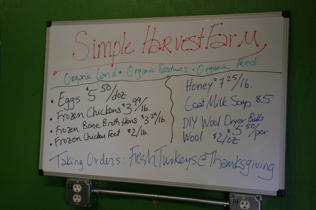 On the day I visited, these items were available for purchase from Simple Harvest.