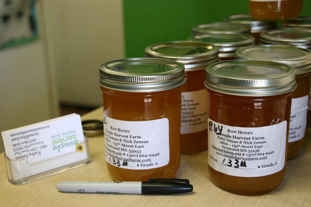 Simple Harvest raw honey available for purchase at the farm.