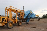 Babe the Blue Ox being hoisted&nbsp;up