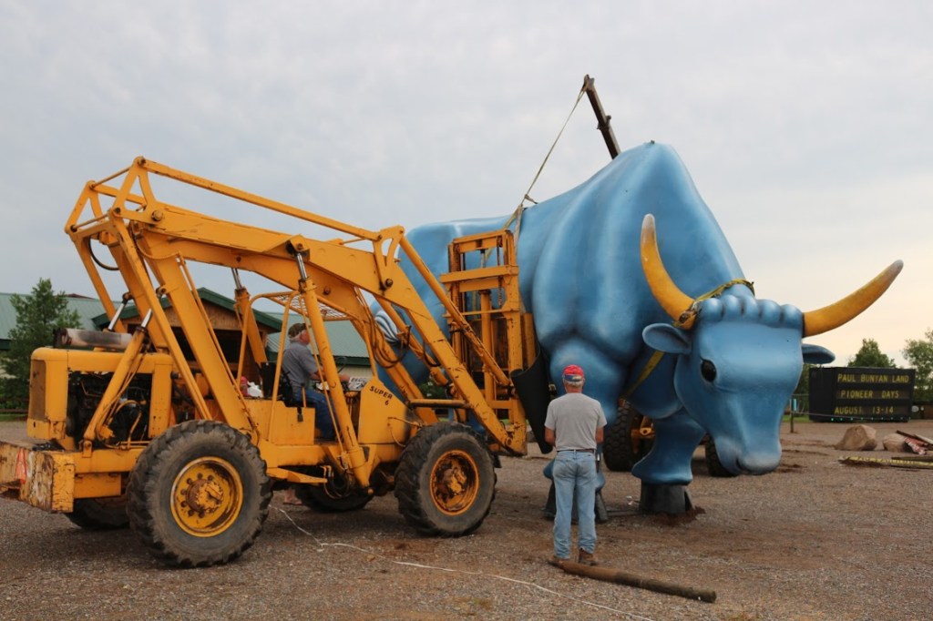 Babe, back on his feet. Photo by Adam Rademacher and courtesy of Paul Bunyan Land.