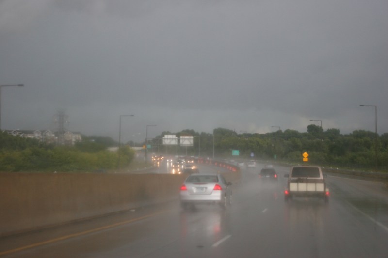 Just out of St. Paul, the sky unleashed torrents of rain.