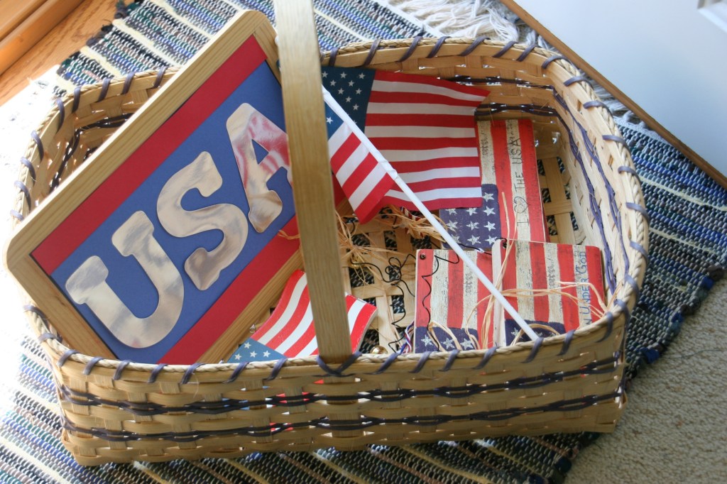 Vietnam Wall prep, #24 basket of American flags
