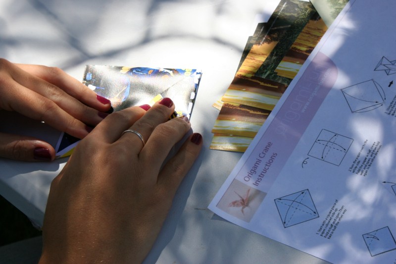 Volunteers taught attendees to fold paper cranes.