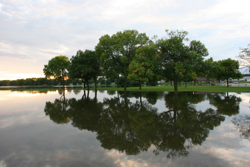 In the midst of the flooding, beauty is reflected, here on the Cannon River.