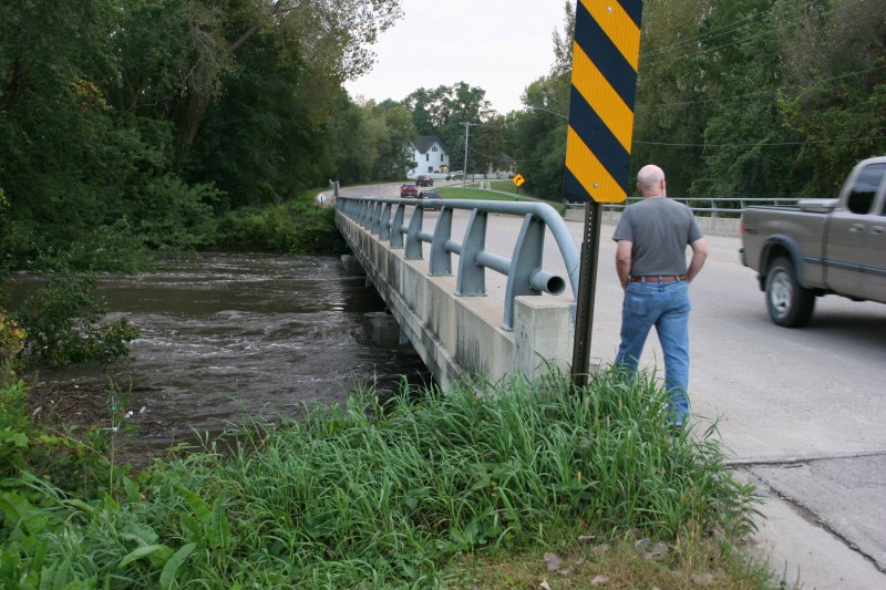 The Straight River rages toward the Faribault wastewater treatment plant.