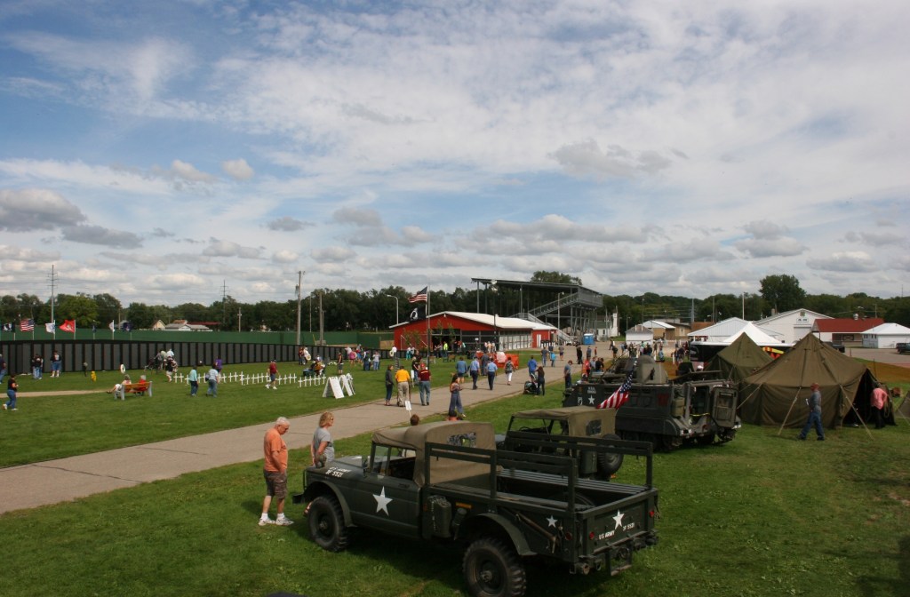 An overview of the scene at the Rice County Fairgrounds Saturday afternoon with the wall in the background.