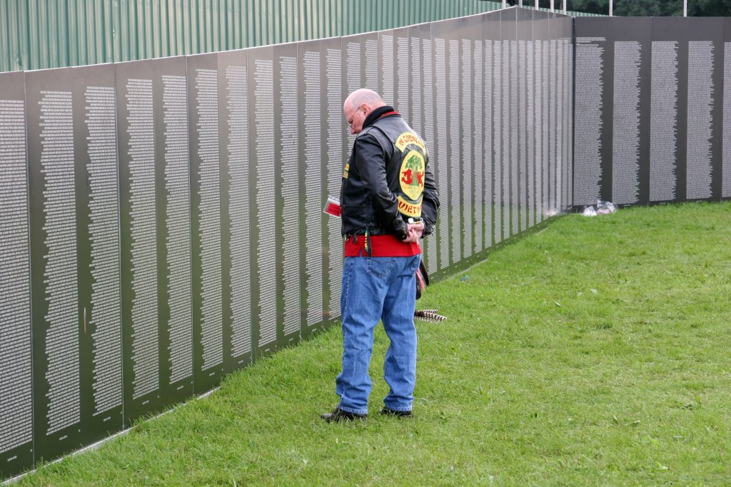 Traveling Vietnam wall, #37 vet viewing wall