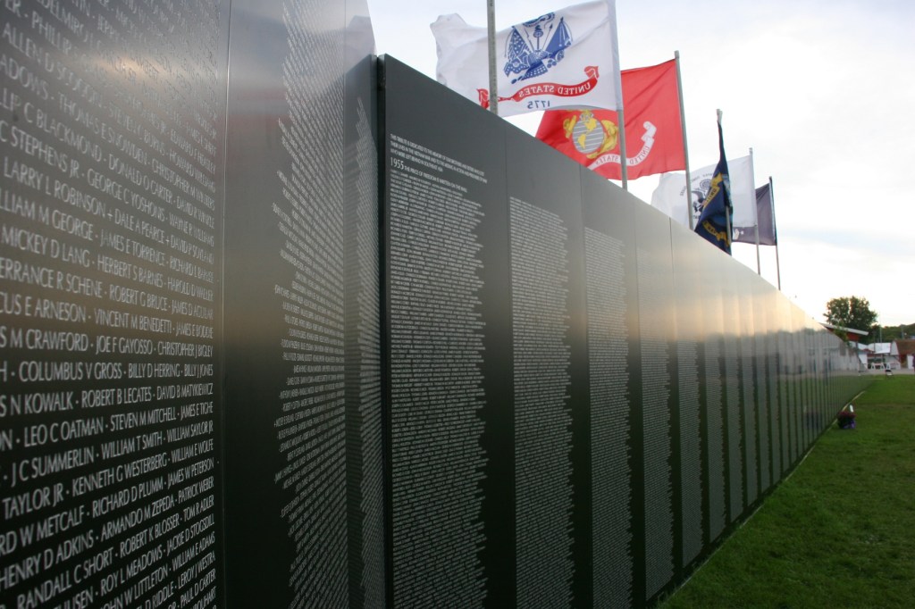 Rows and rows of names fill the panels comprise the Traveling Vietnam Memorial Wall.