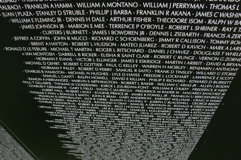 I lifted my camera and pointed the lens down at a panel filled with names of soldiers.