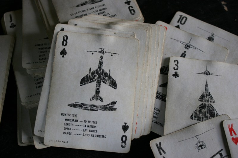 Even the soldiers' playing cards were military themed.