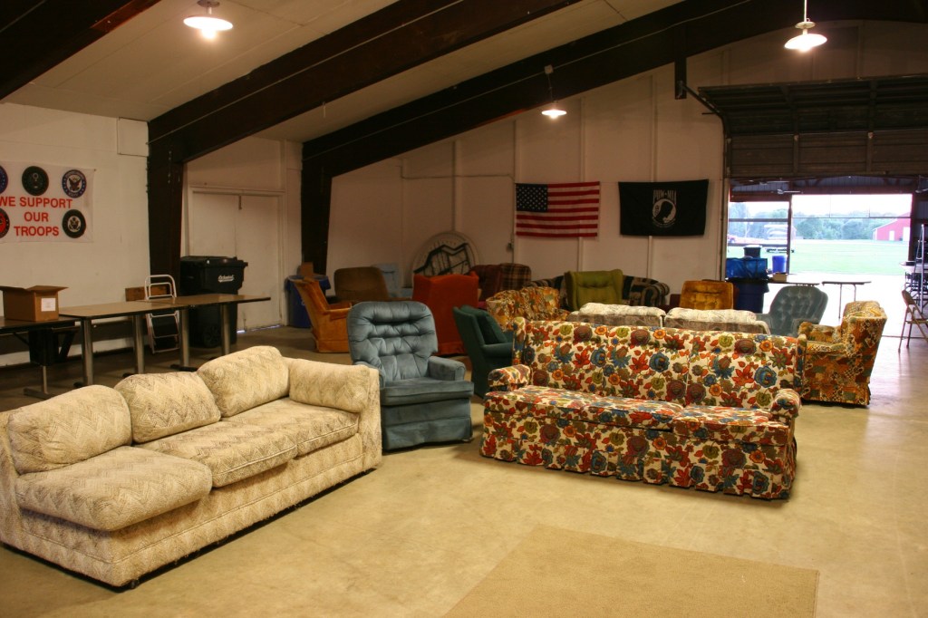 Locals brought in their personal furniture to furnish the lounge.