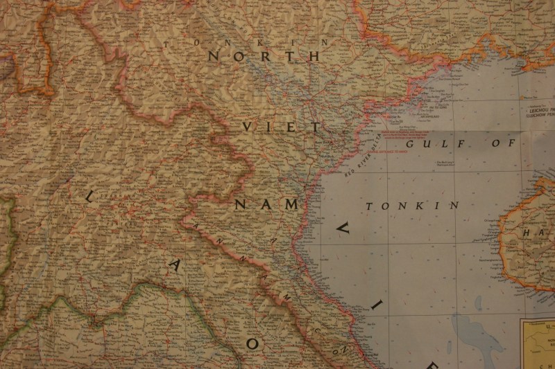 A map posted in the veterans' lounge.