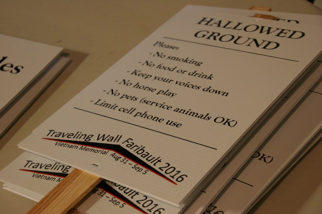 Signs await posting.