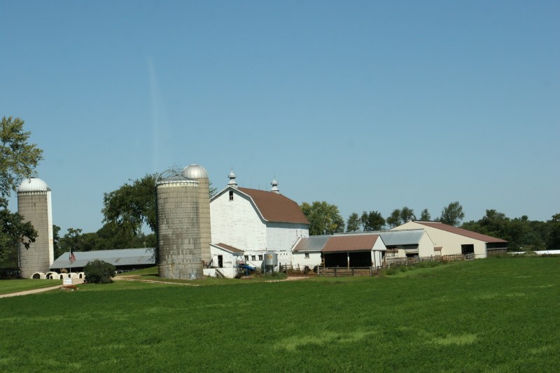 Small family farms abound along Wisconsin State Highway 21.
