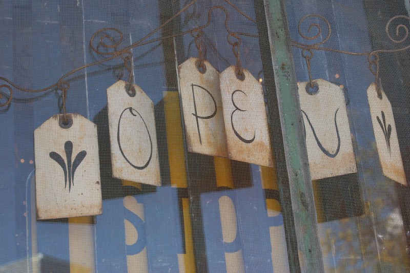 Even the OPEN sign on the front door is creatively appealing.