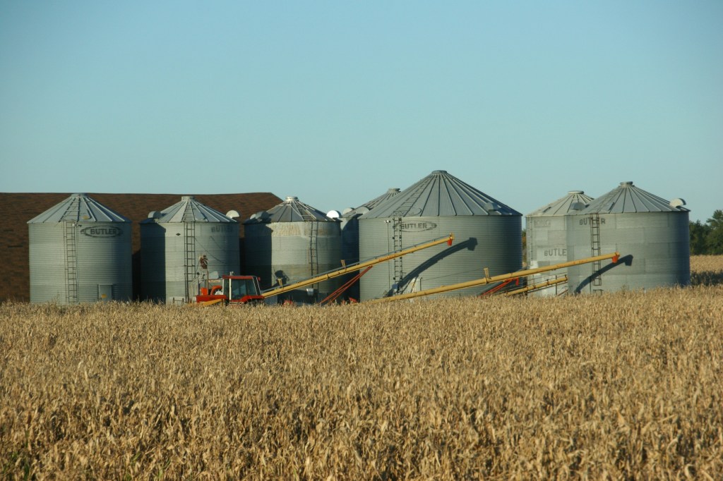 Grain bins near Waterville.